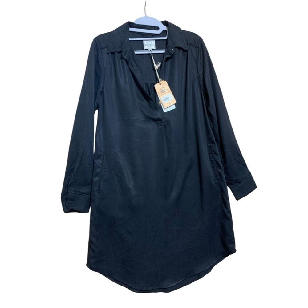 FAT FACE Black Tencel HARPER Shirt Dress Sz 4 NWT